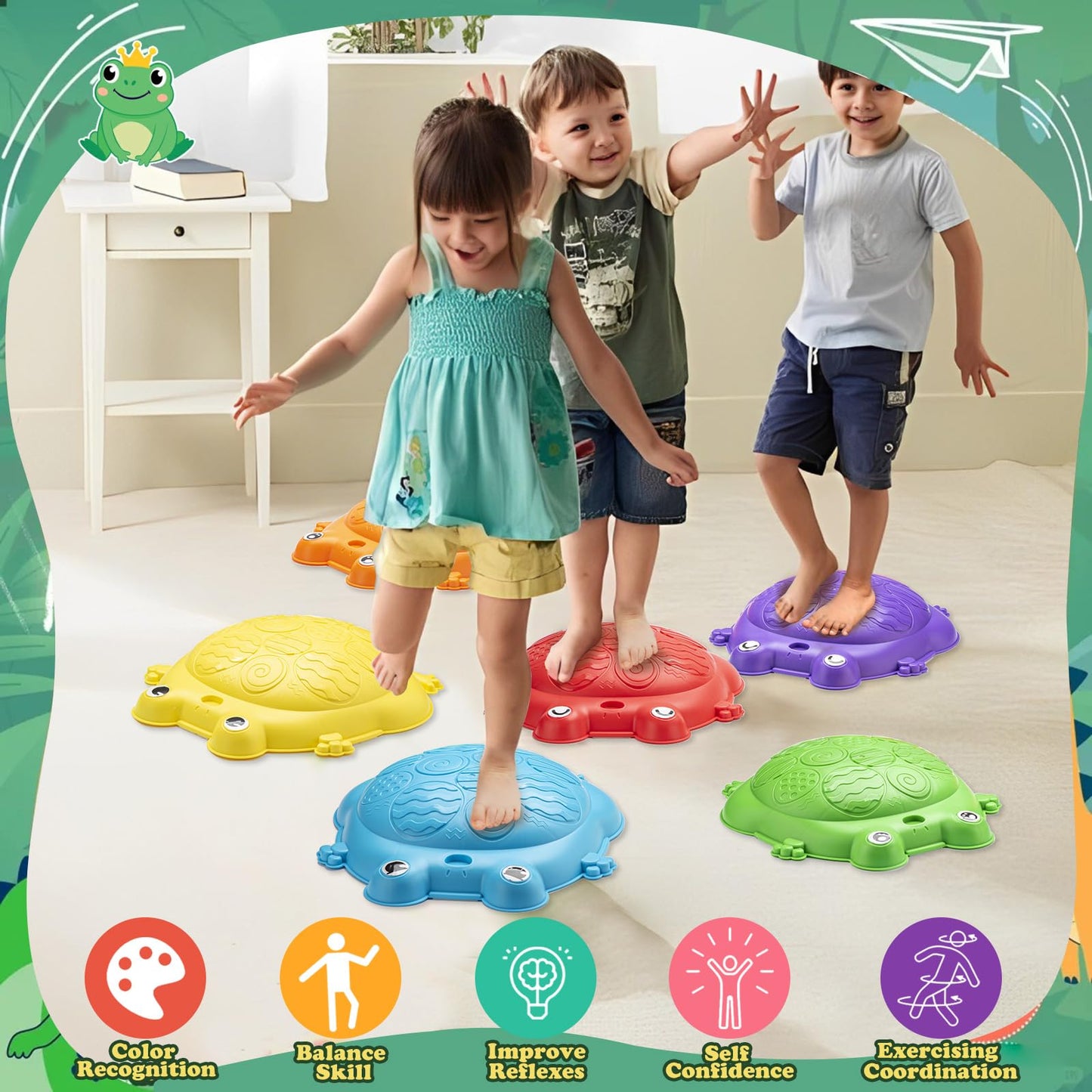 Stepping Stones For Kids Outdoor Toys For Toddlers 3-5 8 Pcs Frog Balance Step Stone Up To 265Lbs Indoor Outdoor Toys For Kids O