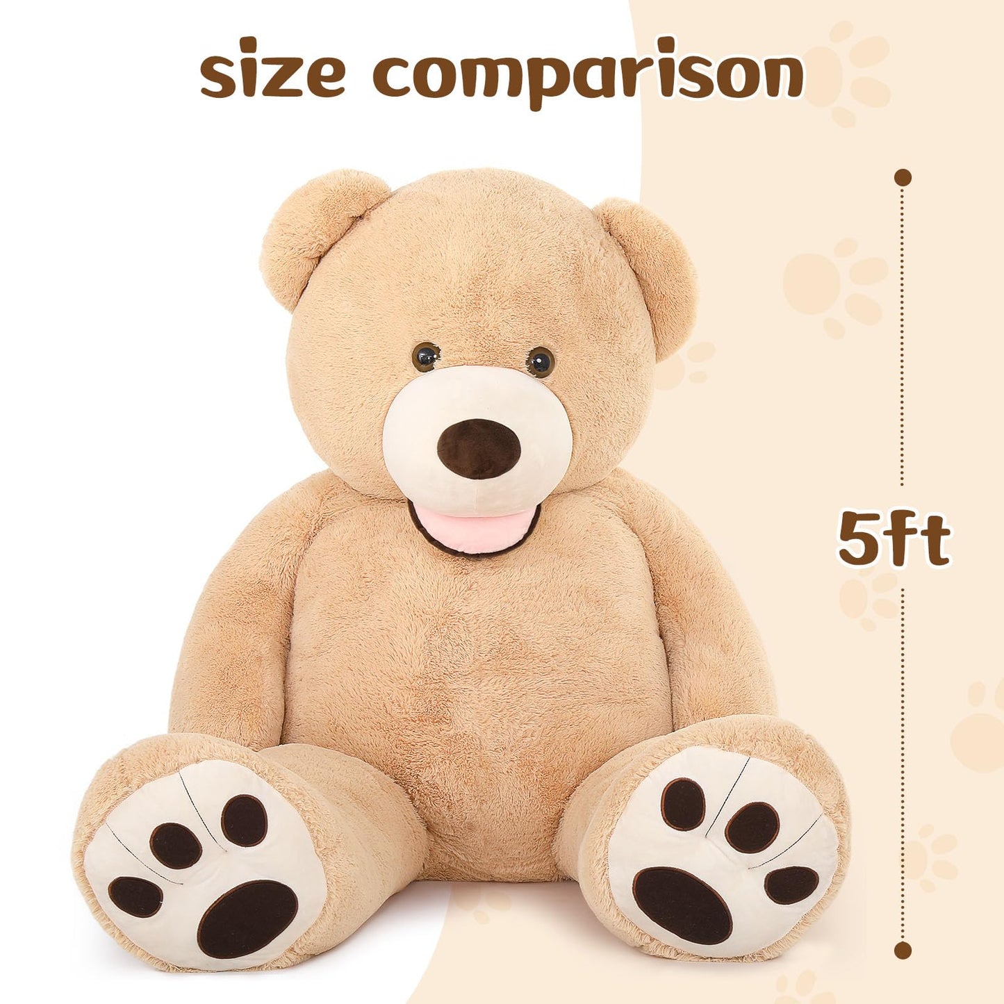 Morismos Giant Teddy Bear Plush 5 Feet, Life Size Huge Teddy Bears For Girlfriend Boyfriend, 5 Foot Large Bear Gifts For Valentine'S Day, Baby Shower, Birthday