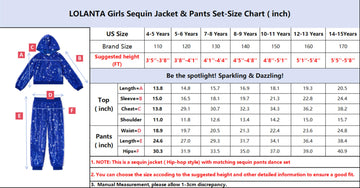 Lolanta Kids Dance Costumes Hip-Hop Modern Jazz Team Performance Girls Sequin Jacket & Pants Set (Royal Blue, 12-13 Years)
