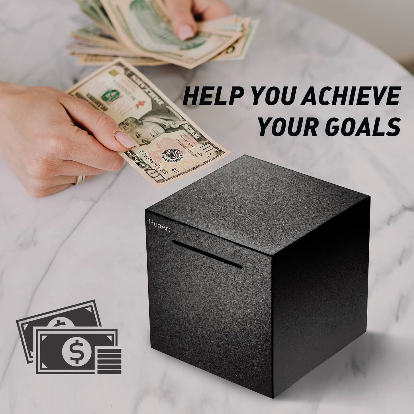 Piggy Bank For Adults,Safe Piggy Bank Made Of Stainless Steel,Can Only Save The Piggy Bank That Cannot Be Taken Out (Black, 4.72In)