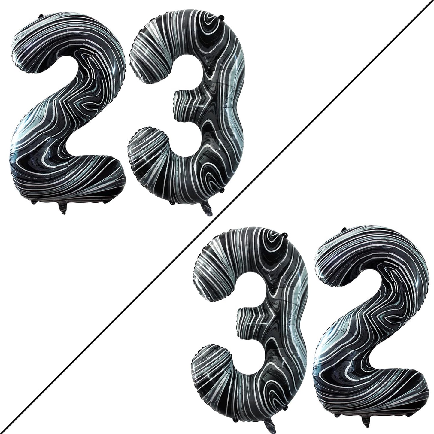 Goer Number 23 Balloons For 23Rd Birthday Party Decorations,42 Inch Jumbo Foil Helium 32 Balloons For 32Nd Birthday Party Decoration (Marble Black)