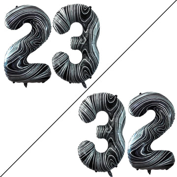 Goer Number 23 Balloons For 23Rd Birthday Party Decorations,42 Inch Jumbo Foil Helium 32 Balloons For 32Nd Birthday Party Decoration (Marble Black)