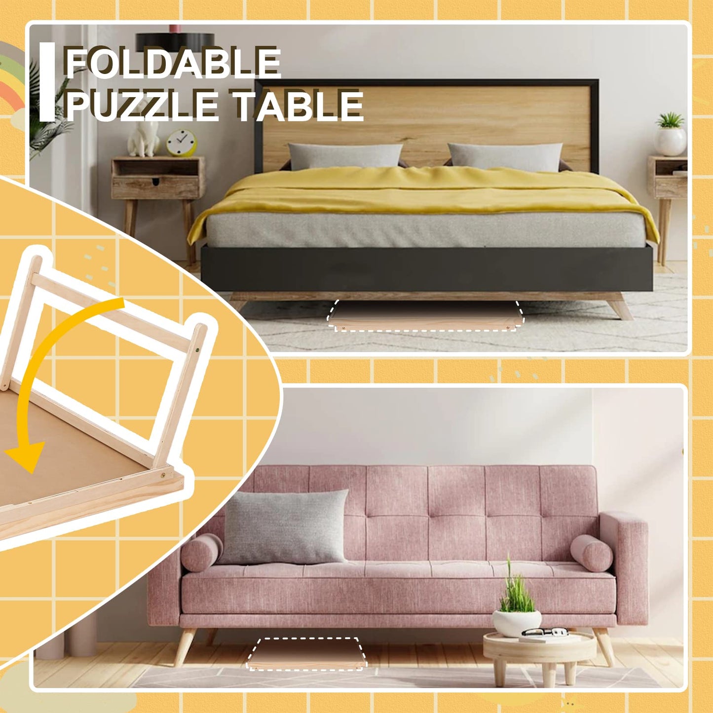 Puzzle Board 1500 Pieces,34.3”X 26.5” Jigsaw Puzzle Table With 4 Drawers And Cover,Portable Board Gametable With Folding Legs For Adults And Teens