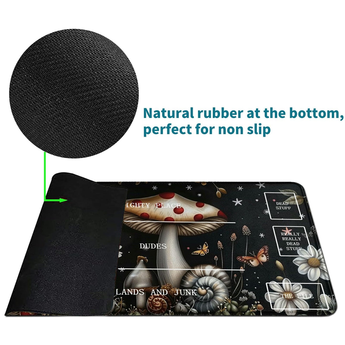 RWUTYTIUL Mushroom Card Playmat 24 X 14 Inch with Tube Bag, Card Gameplay Mat with Zones Commander Deck Board MTG RPG CCG TCG Ca