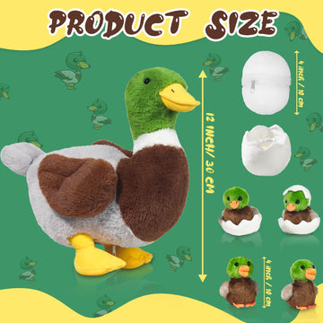 Xyhqyb 5 Pcs Duck Stuffed Animals Sets, Mommy Duck Plush Toy With Stuffed Ducklings In Zippered Belly For Girls Boys Birthday Ch