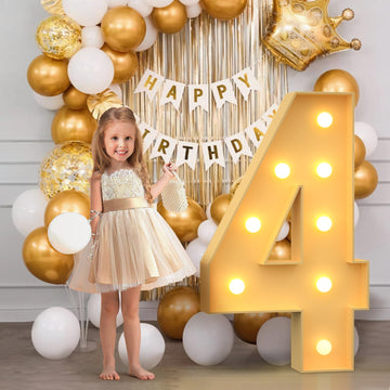 Imprsv 3Ft Marquee Light Up Numbers, Mosaic Numbers For Balloons, Number 4 Balloon Frame, Marquee Light Up Letters, 4Th 40Th Bir