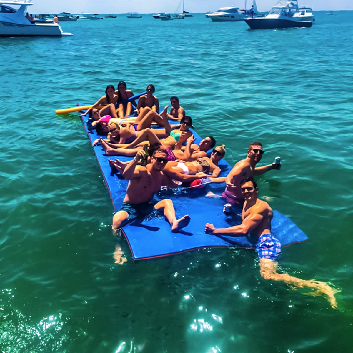 Outroad 18FT Floating Water Pad Mat, 3 Layers XPE Foam Lily Pad for Beach, Ocean, Lake, Roll-Up Floating Island for Water Recrea