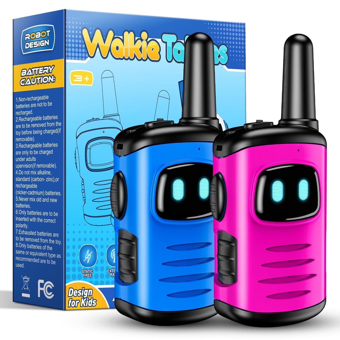 Toys For 3-8 Year Old Girls: Comedyfun Mini Robots Walkies Talkies 2 Pack Birthday Gifts For 3 4 5 6-8 Year Old Girls Boys Campi