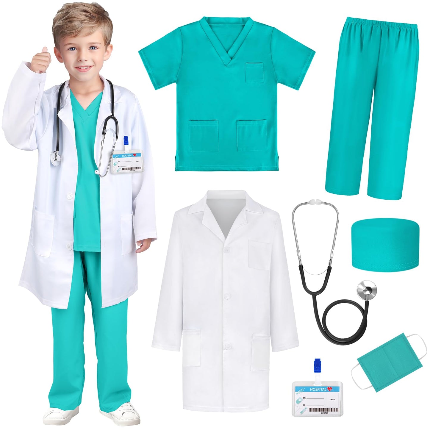 Giftinbox Doctor Costume For Kids Doctor Lab Coat For Kids Real Stethoscope, Girls And Boys Halloween Costumes For Kids Age 3-12
