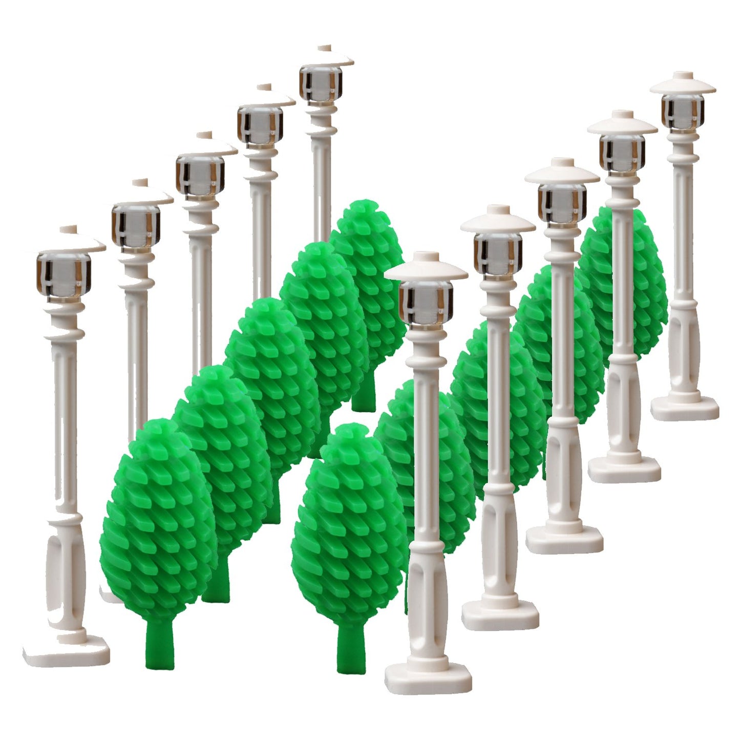 sprite world City Building Accessories Street Lamps Trees for House Garden Building Block Toys Street Light Compatible Major Bra