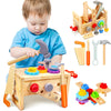 Mgtfbg Kids Tool Set - 29 PCS Wooden Toddler Tool with Box, Montessori STEM Educational Pretend Play Construction Toy for 2 3 4