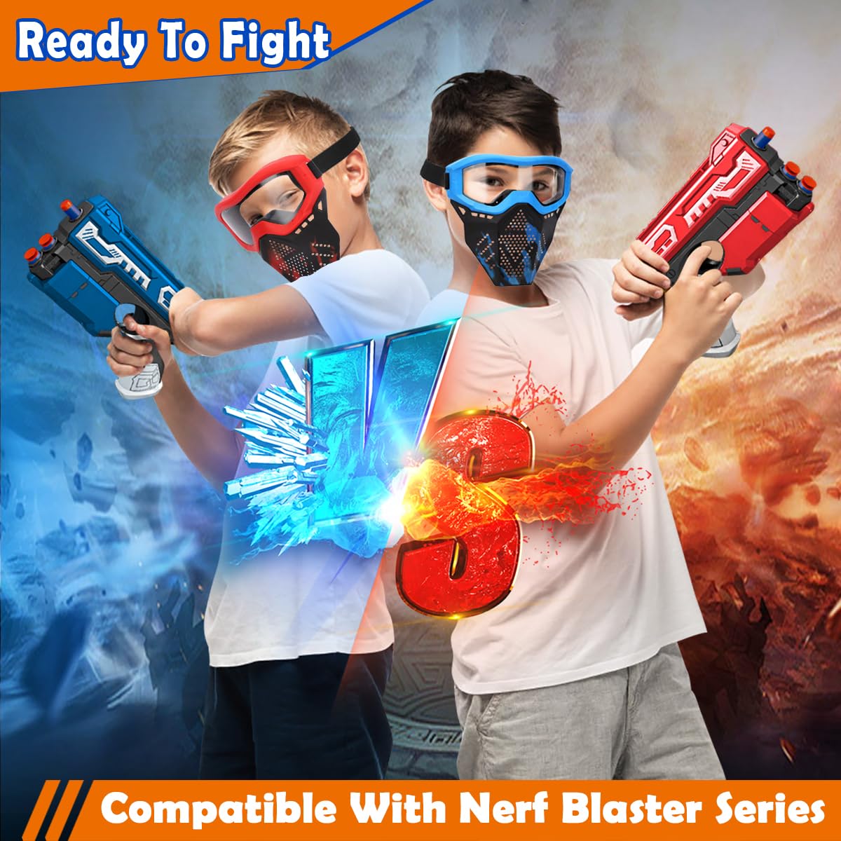 Pokonboy 4 Pack Tactical Mask For Kids, Safety Goggles Compatible With Nerf Rival, Apollo, Zeus, Khaos, Atlas, & Artemis Blasters Age 8+ Years Old