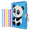 VIPbuy Magic Reversible Sequin Notebook Panda Diary Lined Travel Journal with Lock and Key for Kids Girls, Size A5, 78 Sheets, P