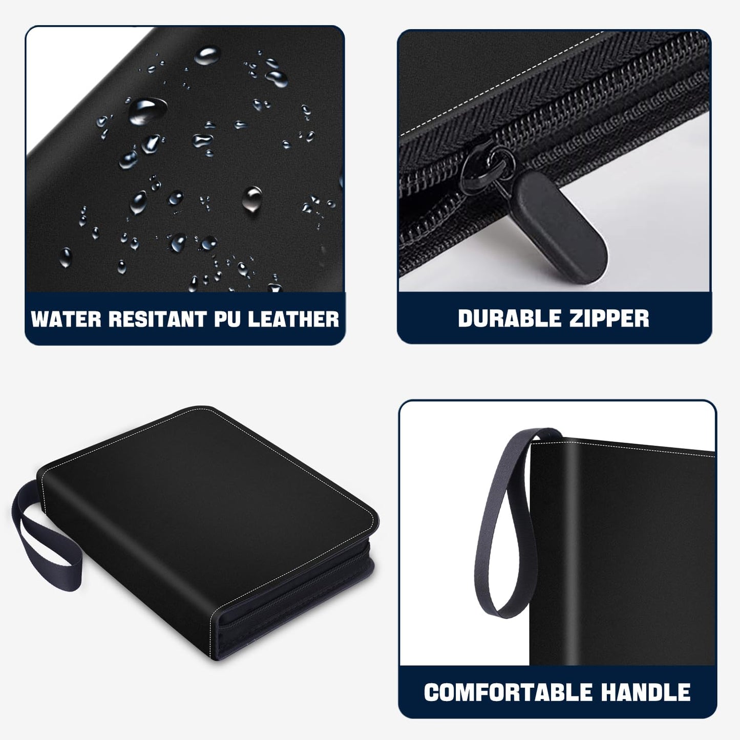 HESPLUS 900 Pockets Trading Card Album Folder Baseball Card Binder with Sleeves Collectible Trading Album for Baseball Cards Trading Cards Lorcana Cards MTG TCG Game Cards Sports Cards -Black