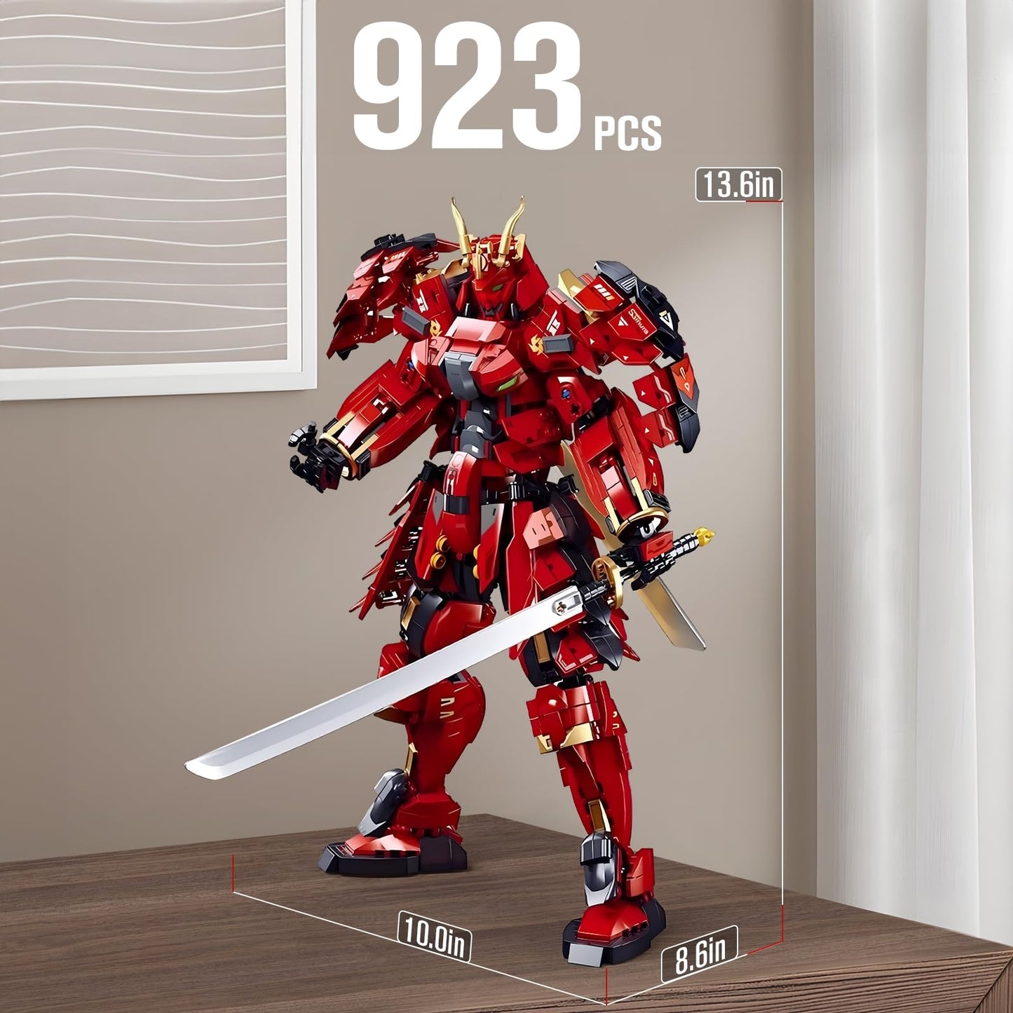 High Godo Samurai Mech Warrior Model Building Sets, Double Swords Robot Building Blocks Toy Set, 923 Pieces Creative Collectible Gift For Adults Man Teens Boys 8+