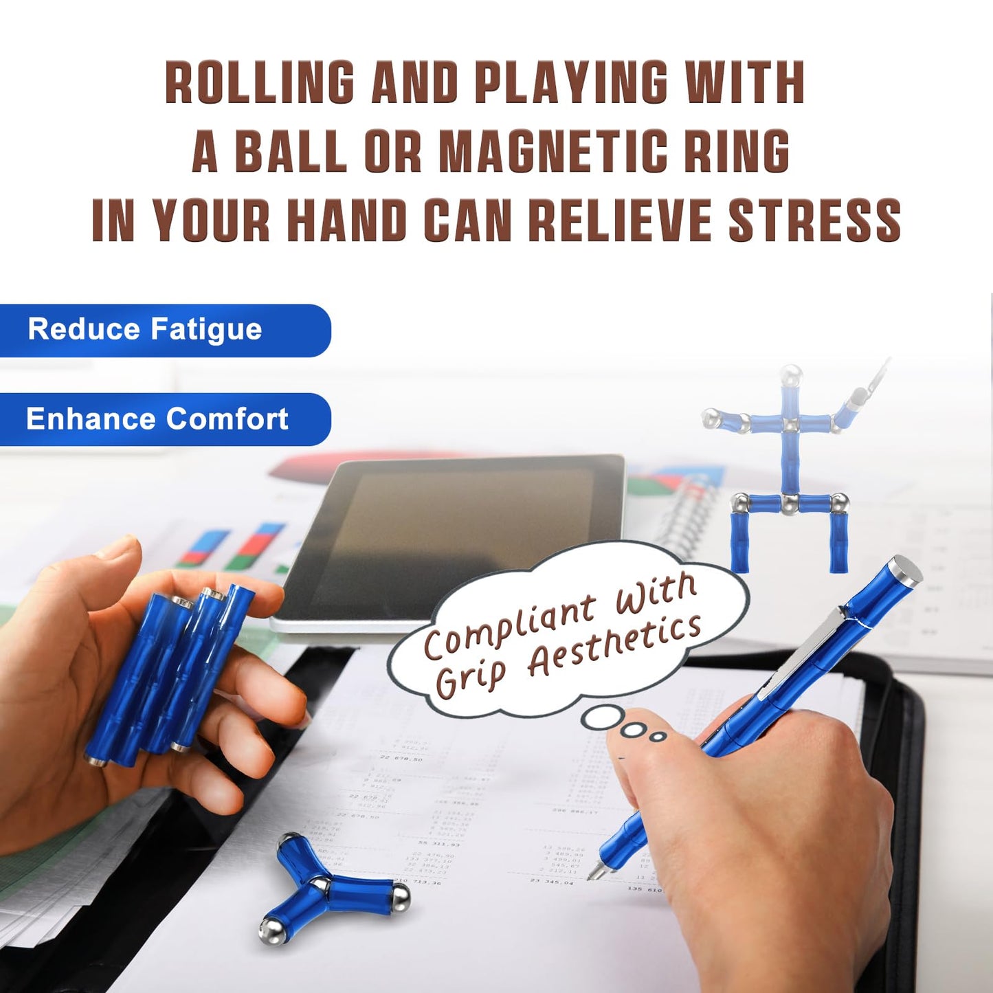 Magnetic Fidget Pen Toys for Teens Unique Birthday Gifts for Young Men Fun Gifts for Teenage Boys Novelty Christmas Stocking Fillers Gadget for 8 10 11 12 13 14 15 Year Old Boy Engineer Gifts (Blue)