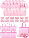 Sintuff 24 Pcs Sleepover Party Supplies For Girls 6 Spa Party Robes 6 Tote Bags 6 Headbands 6 Spa Masks(Size 10,Pink)