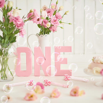 Shappy 60 Pcs Pink Bow Coquette Bubble Wands Bulk Mini Bubble Wands Party Favors Small Bubbles Birthday Party Gift for Novelty G