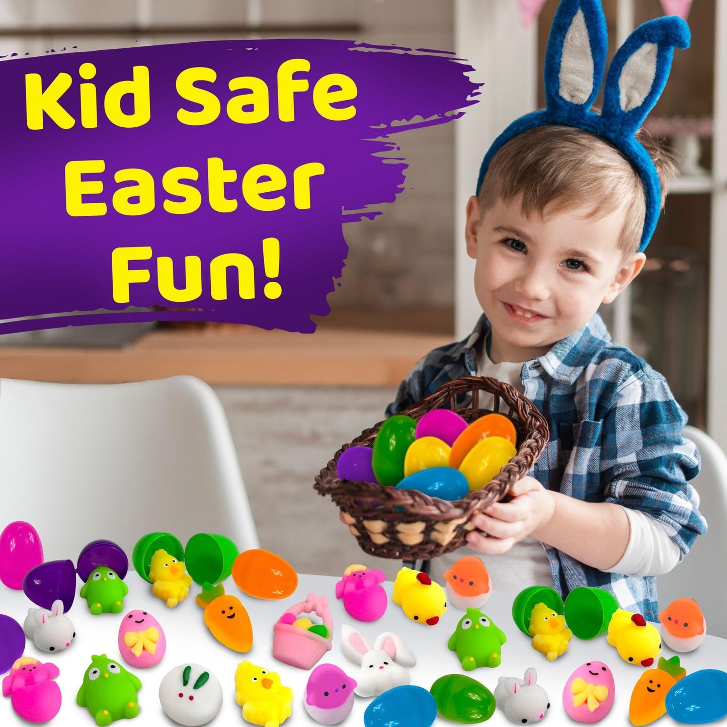 stargo 12 Pack Colorful Prefilled Easter Eggs with Mini Plush Toys Bright Plastic Easter Eggs Filled, Basket Fillers for Kids, T