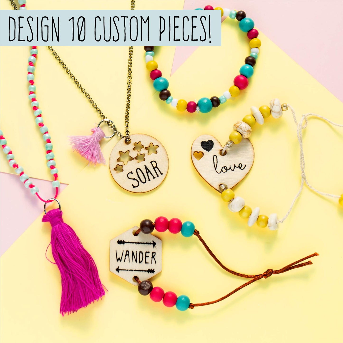 Stmt Diy Wooden Charm & Tassel Jewelry Art & Craft Kit By Horizon Group Usa, Design & Create 10Piece Of Vsco Girl Jewelry, Inclu