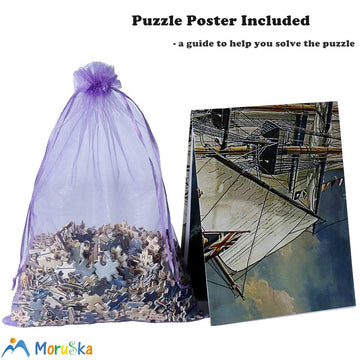 Moruska Sailing Ship Puzzles For Adults 1000 Piece Wooden Jigsaw Puzzle Difficult And Cool- The Age Of Navigation- 1000 Pieces Fantasy Puzzles