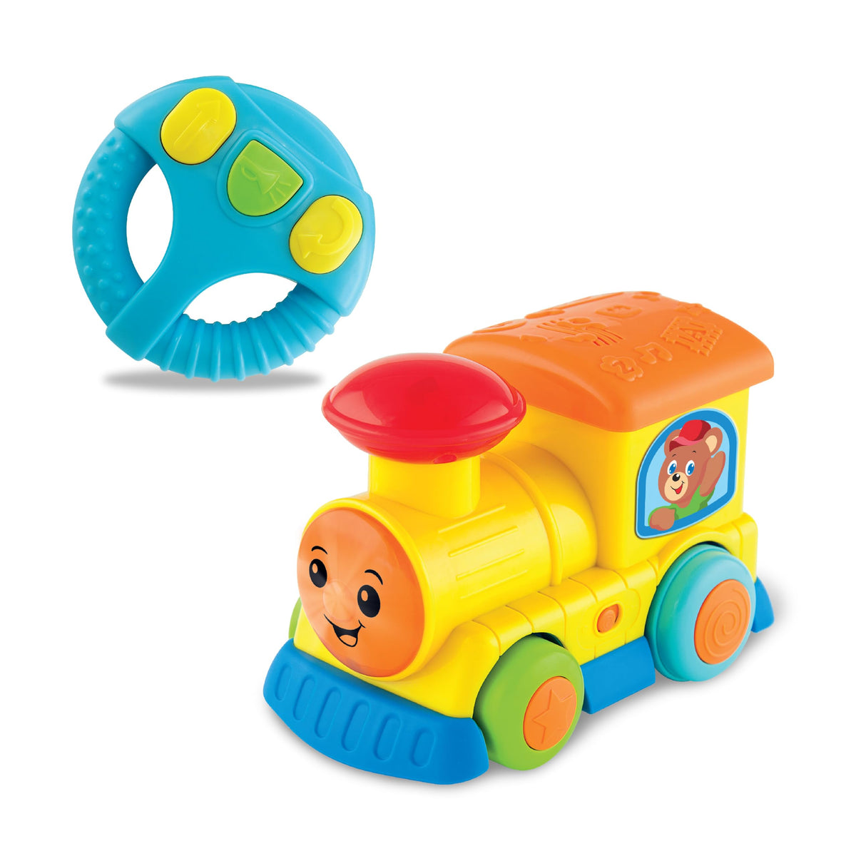 Winfun R/C Light N Sounds Train for Toddlers 12+ Months, Remote Control Train Set with Steering Wheel, Lights Sounds & Melodies