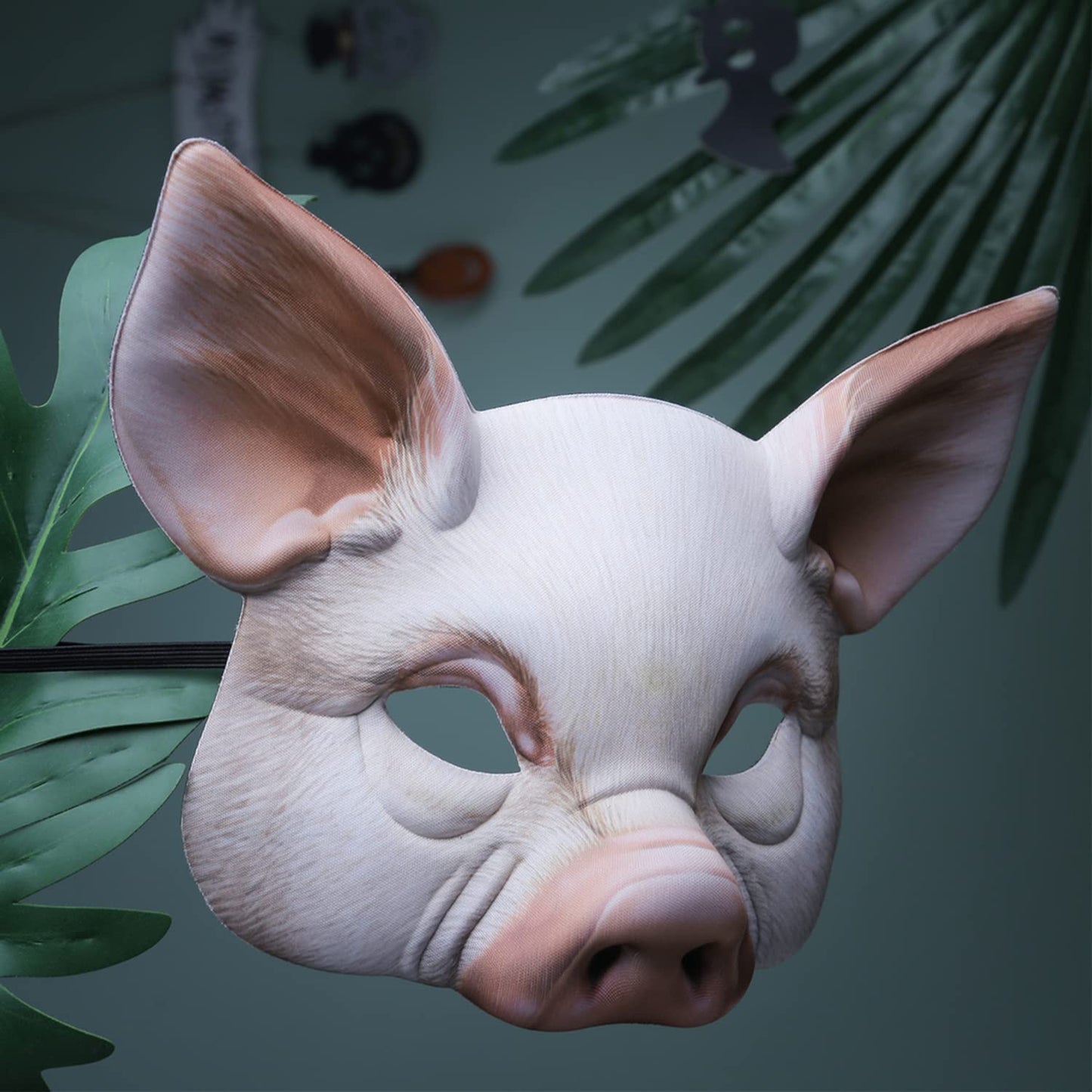 Dzrige Halloween Pig Mask Scary Half Face Pig Mask for Halloween Masquerade Carnival Tricky Party Cosplay Props