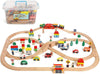 On Track Usa Wooden Train Set 100 Piece All In One Wooden Toy Train Tracks Set With Magnetic Trains And Railway Accessories, Com