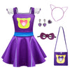 Yodison Superhero Dress Ruffle Sleeve Casual Kitties Dresses For Halloween Birthday Party Cosplay With Accessories For Fans (140