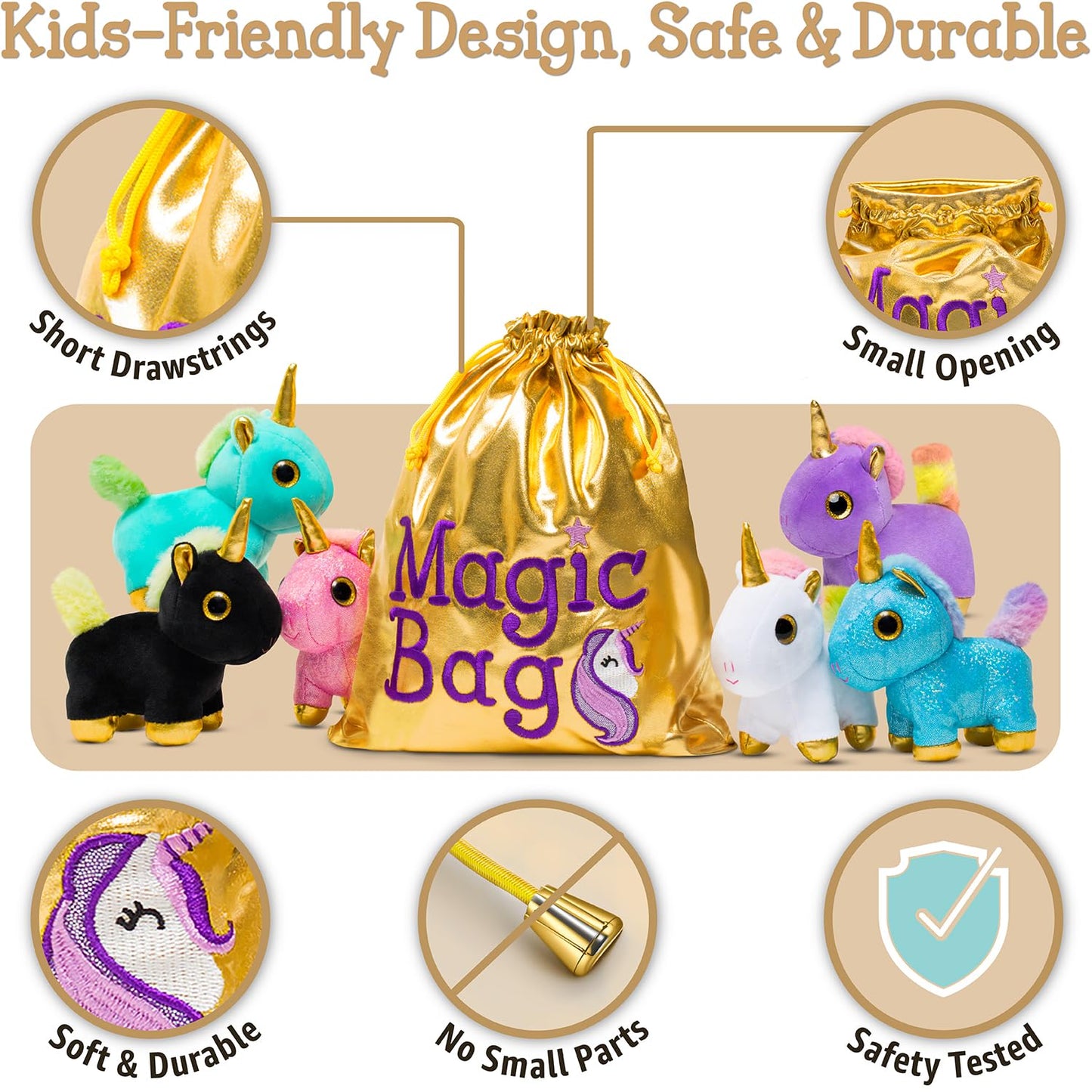 Naturally Kids Stuffed Animal, Toddler Gifts For Boys, Girls, Plush Unicorn Toys Set 6