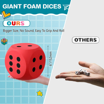 Shappy 6 Inches Foam Dice Fun Filled Large Educational Toy Kawaii Giant Dice Decorative Eva Foam Jumbo Dice Big Square Building