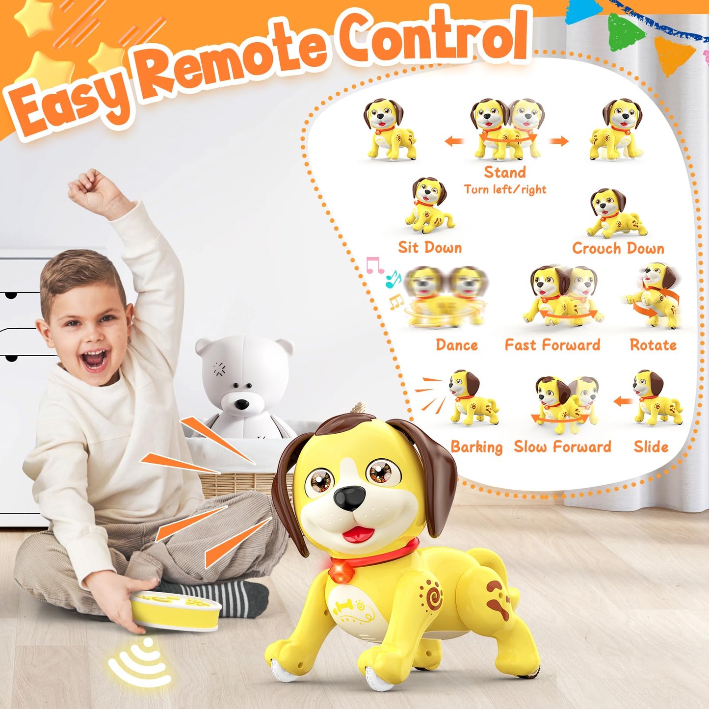 Lipoliftco Remote Control Robot Dog Toy, Interactive Robot Dog Toys For Kids With Music, Led, Rechargeable Robot Pet, Auto Demo