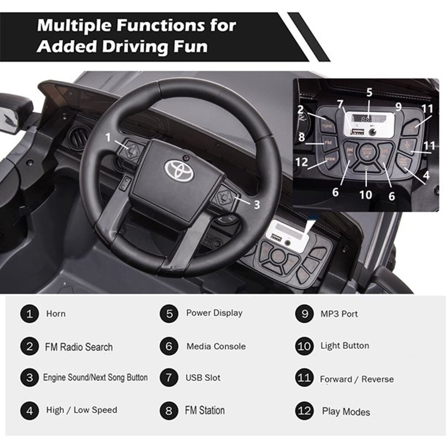 SEGMART 12V Electric Cars for Kids, Official Licensed Toyota Tacoma Ride on Car, Remote Control Truck Kids Car for Boys & Girls,