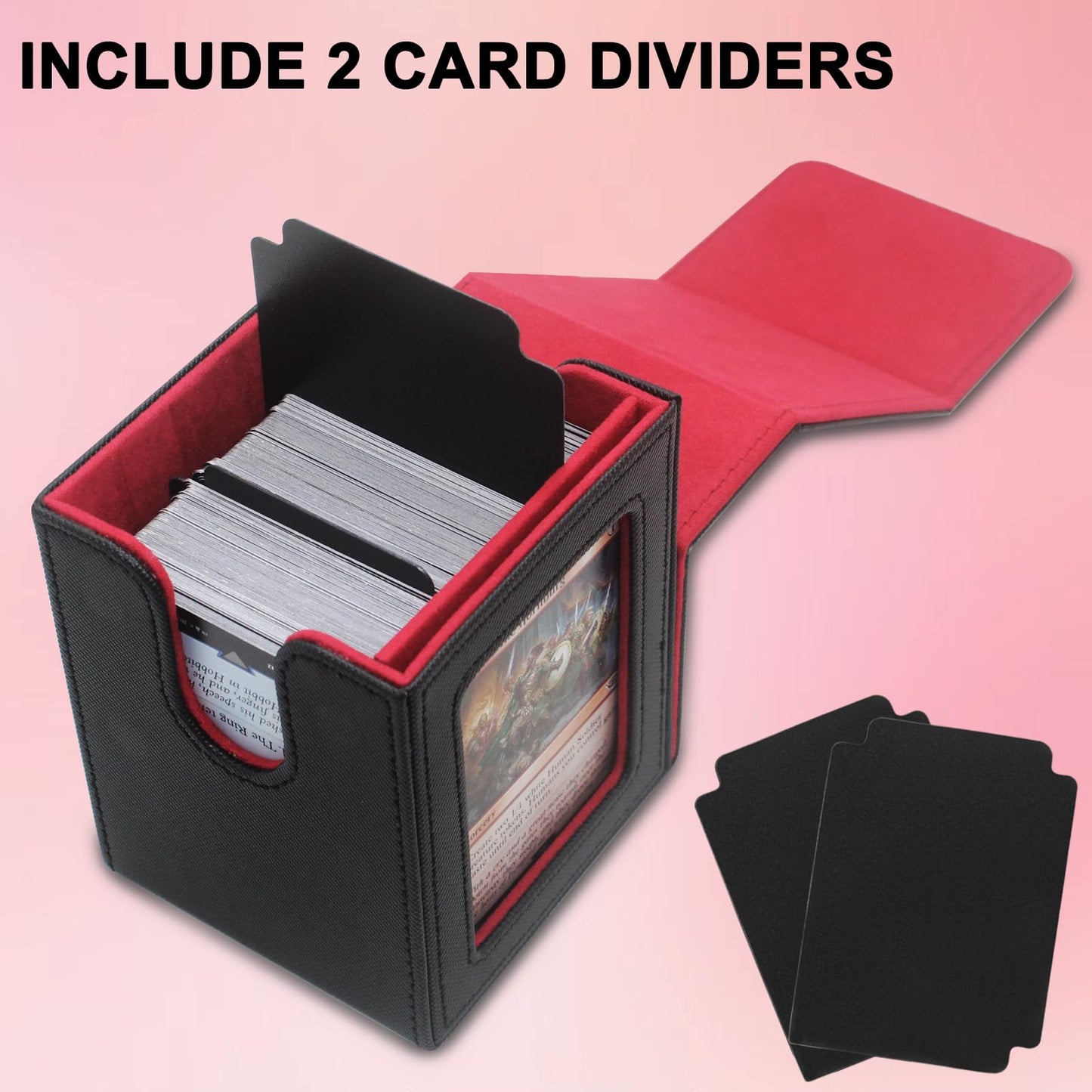 Mtg Deck Box For Commander Display,Card Deck Box Holds 100 Double Sleeved Cards, Pu Leather Trading Card Storage Box For Tcg Wit