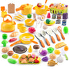 118Pcs Mini Play Kitchen Accessories for Kids, Pretend Cooking Playset with Cookware, Tableware & 2 Fruit Sets, Learning Gift fo