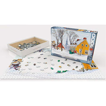 EuroGraphics 1000-Piece Puzzle - Hiver Baie-Saint-Paul by Clarence Gagnon, Multi Color, Cardboard Material, Model 6000-7190