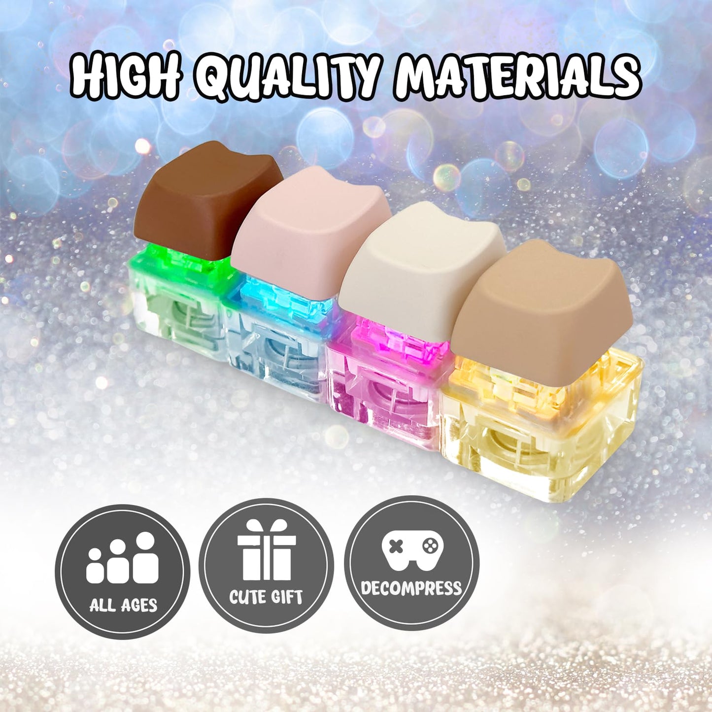 Keyboard Fidget Toy For Adults With Sound,Keyboard Clicker With Led Light ,Keychain Fidget Sensory Fun Toys For Anxiety Decompre