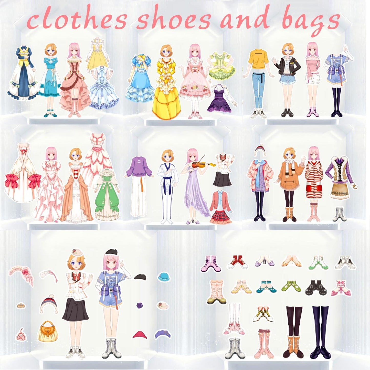 Magnetic Dress Up Paper Doll Pretend Play Game Toys,Dollhouse Magnet People Clothes Puzzles Development For 3+ Year Old Girls To