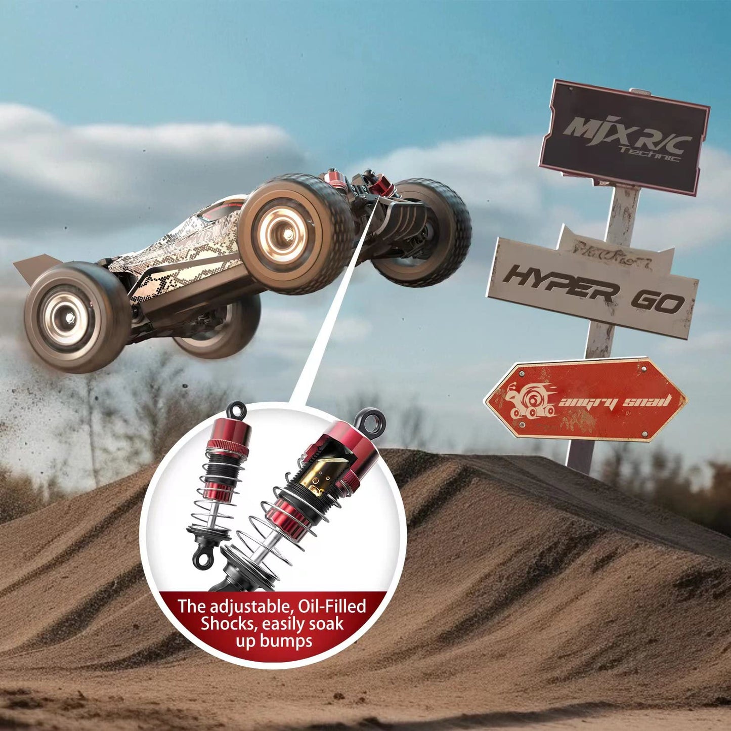 HYPER GO H16PL 1/16 RTR Brushless RC Buggy, Fast RC Cars for Adults, Max 38 mph RC Truck, 4WD High Speed Racing RC Car with 2S 2