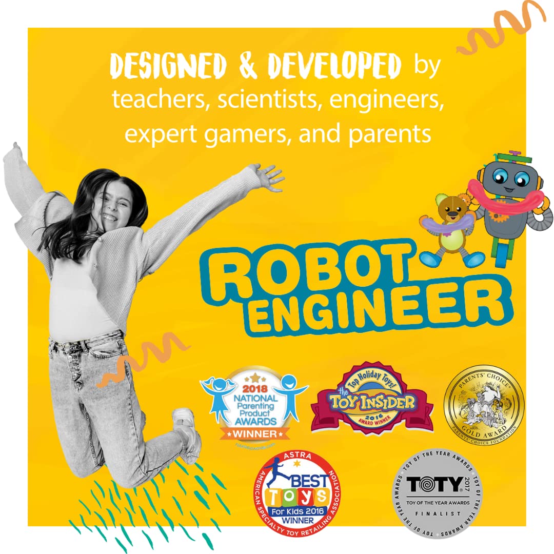 Thames & Kosmos Kids First Robot Engineer Kit - Build 10 Non-Motorized Robots, STEM Learning, Storybook Manual, Model 567009B