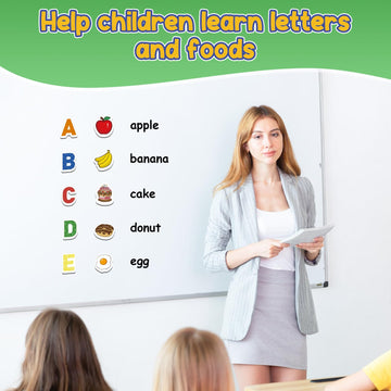 Kasfalci Magnetic Letters And Foods,52 Foam Objects,Refrigerator Fridge Magnets For Kids,Abc Magnets For Toddlers,Alphabet Learn