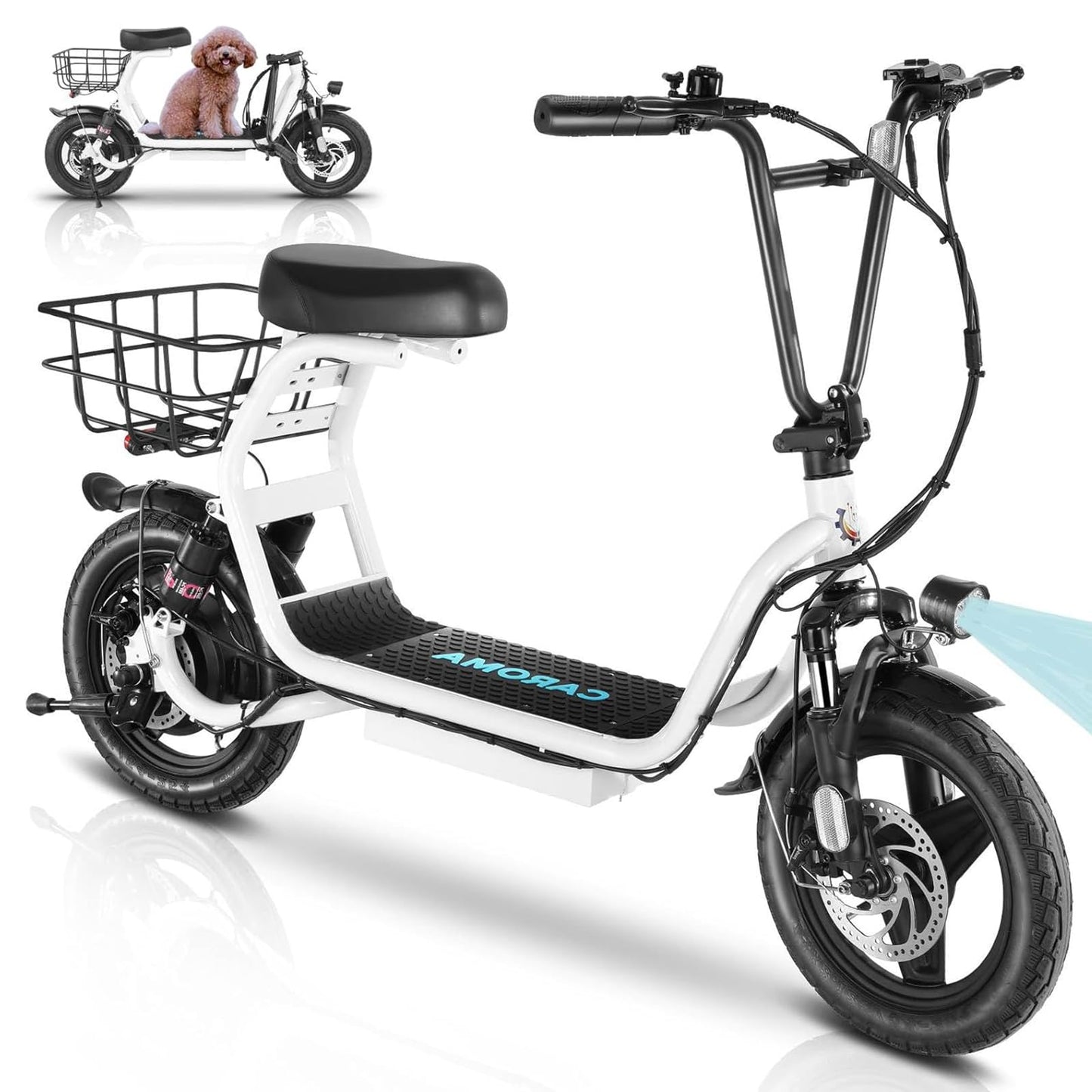 Caroma 819W Peak Electric Scooters For Adults, 14'' Fat Tire, 375Wh Battery, 25 Miles Range, 20Mph Top Speed, Foldable Electric