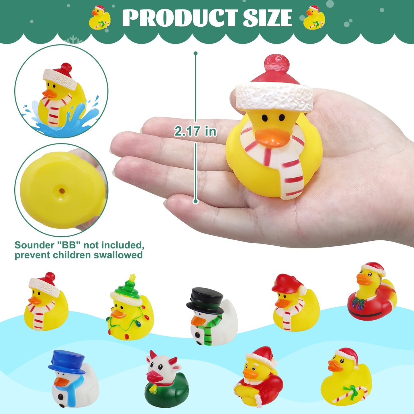 Fudragtn 36Pcs Christmas Rubber Ducks In Bulk, 2 Inch Mini Christmas Ducks Bath Toys For Kids Boys Girls, Holiday Rubber Ducks F
