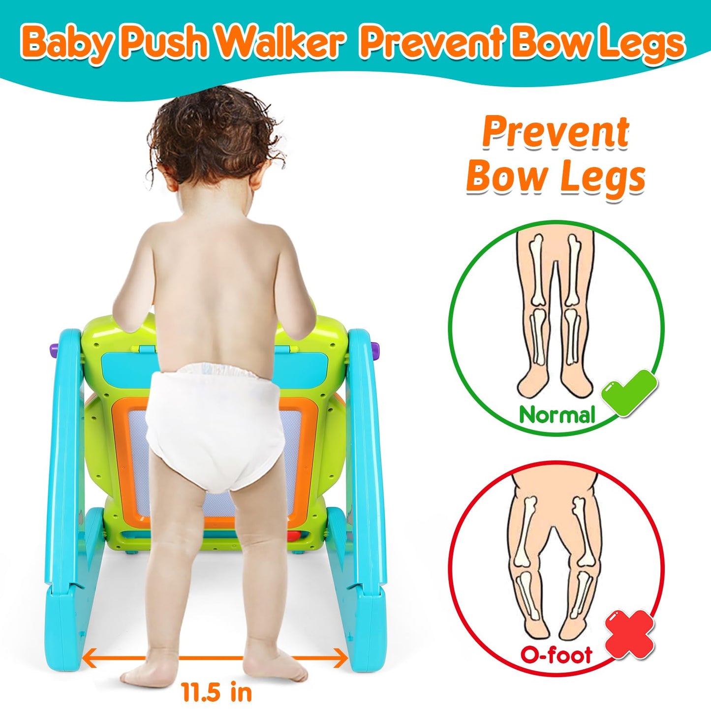 3-In-1 Baby Walker For Boy Girls Sit To Stand Toy Activity Center Drawing Board Infant Toys For 1 Year Old Birthday Gifts 9 12 18 Months 2 3 Year Old Kid Toddler Push Toy Musical Sound Light Effect