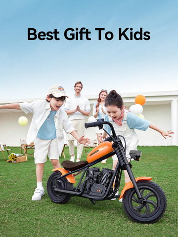 HYPER GOGO Electric Dirt Bike for Kids, 10MPH, Music Player, Ambient Light, Radiant Black