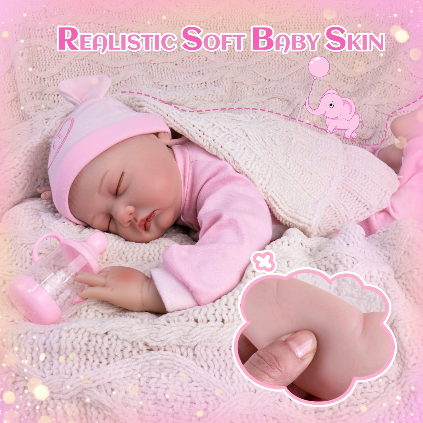 Aori Reborn Baby Dolls Girl 22 Inch Realistic Newborn Baby Doll Weighted Lifelike Toddler That Look Real With Elephant Jumpsuit And Toy In Gift Box