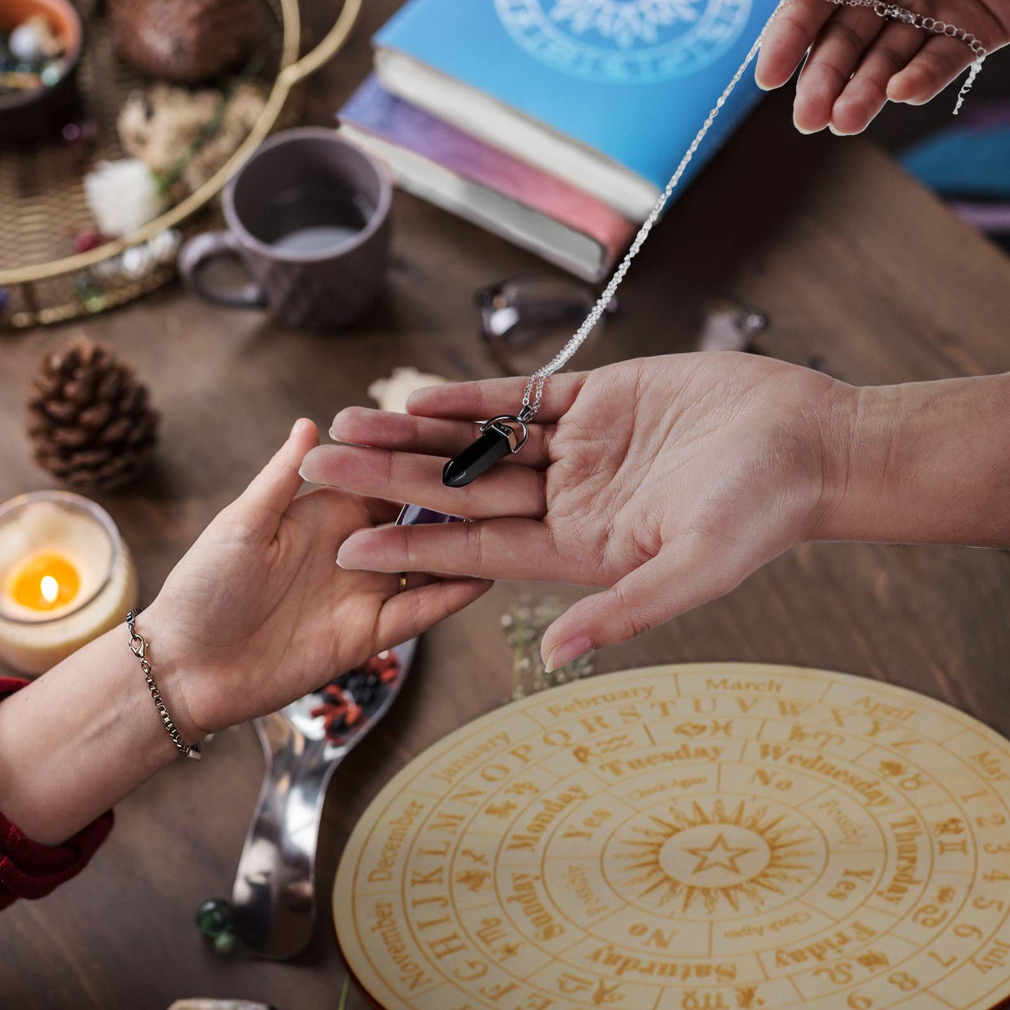 Star Pendulum Board Wooden Dowsing Board Divination Metaphysical Message Board For Witchcraft Wiccan Altar Supplies Kit Beginner