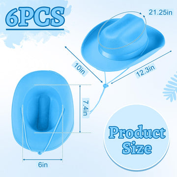 Hercicy 6 Pcs Kids Cowboy Hat Cowgirl Western Hat For Boys And Girls Dress Costume, Bachelor Party Supplies (Blue)