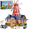 PLAXSOON Farm House Building Set with Light 1810 PCS Mechanical Farm Barn Building Block Toy with Windmill Tractor Animal Horse Stable Construction Model for Easter for mature-themeds Teens Boys Girls 12+