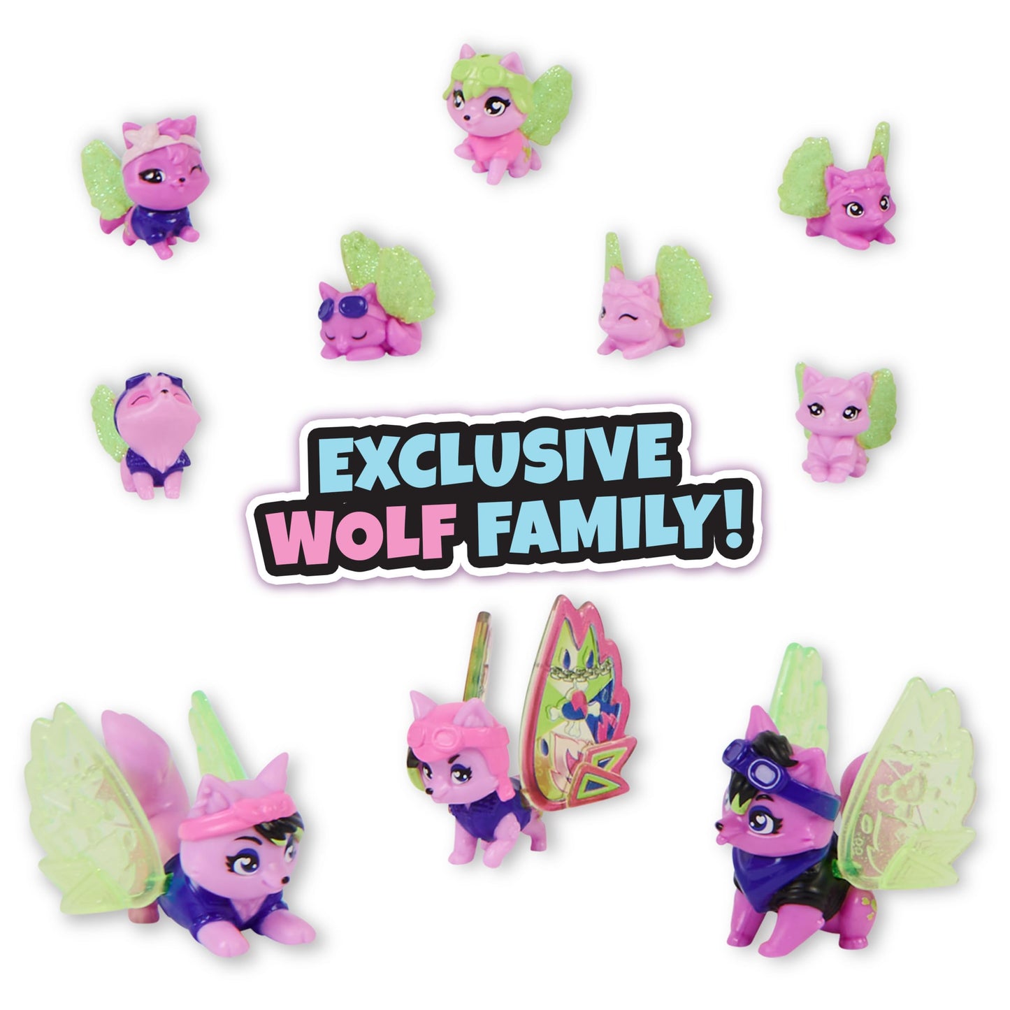 Hatchimals CollEGGtibles Rainbow-cation Wolf Family Playset, 10 Characters, 2 Accessories, Plastic, Model 6064438